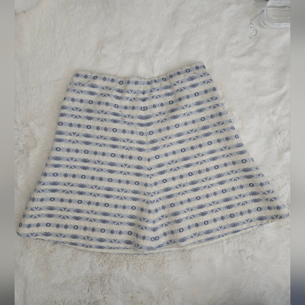 JCREW Elegant Blue and Cream Patterned Skirt